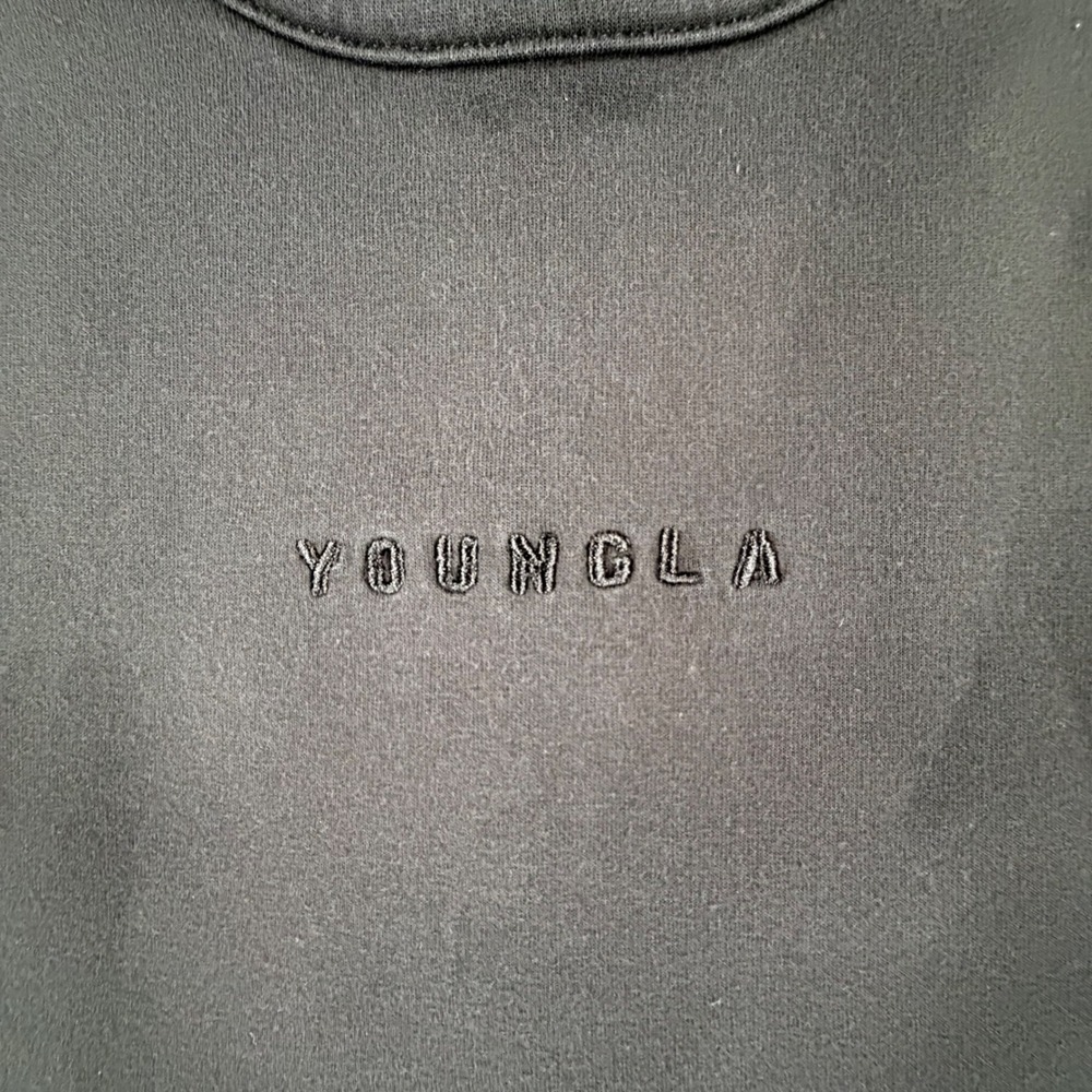 YoungLA 301 Flatboy Heavy Tank Top Mens Small Black Curved Hem Embroidered Logo - Picture 9 of 9